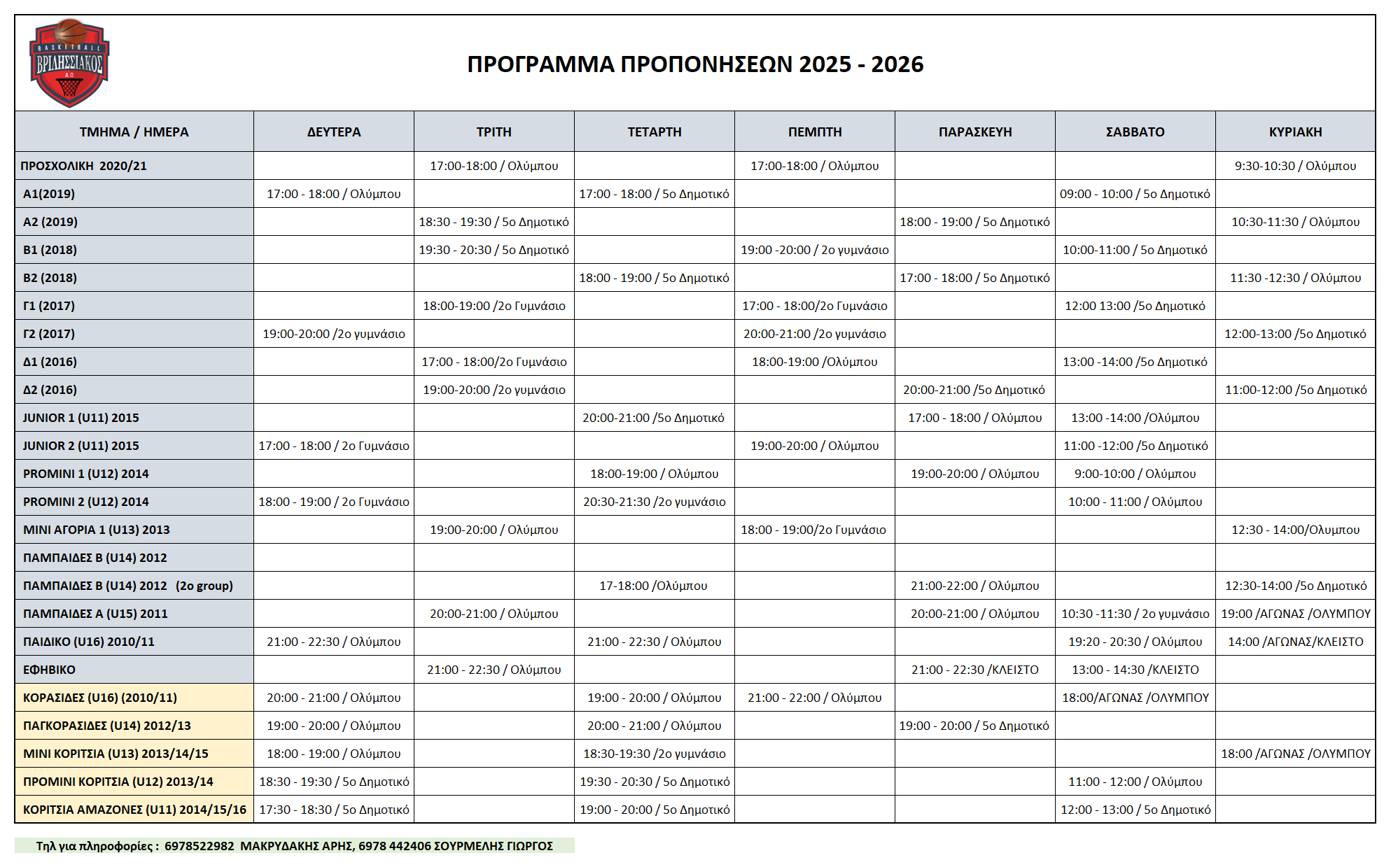 ΠΡΟΓΡΑΜΜΑ 2025-2026